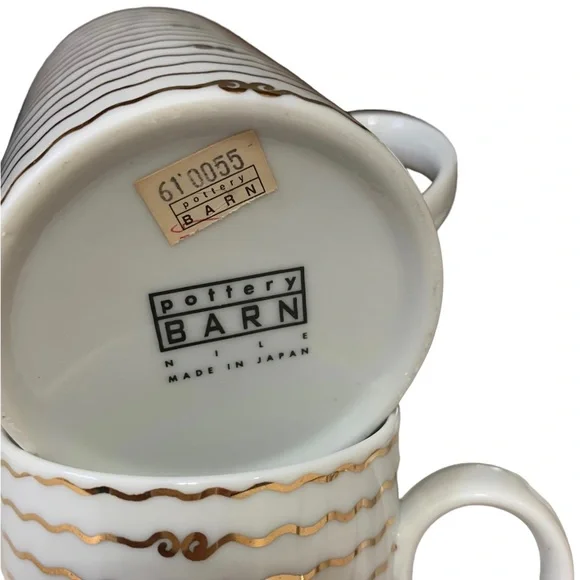 POTTERY BARN MUG 2pcs Nile Gold Trim Accent 14 oz Coffee COFFEE MUG - Picture 10 of 10